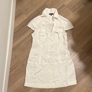 Express Small White Button-Up Shirt Mini Dress
